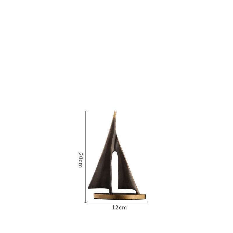 Abstract Geometric Metal Sailboat Sculpture