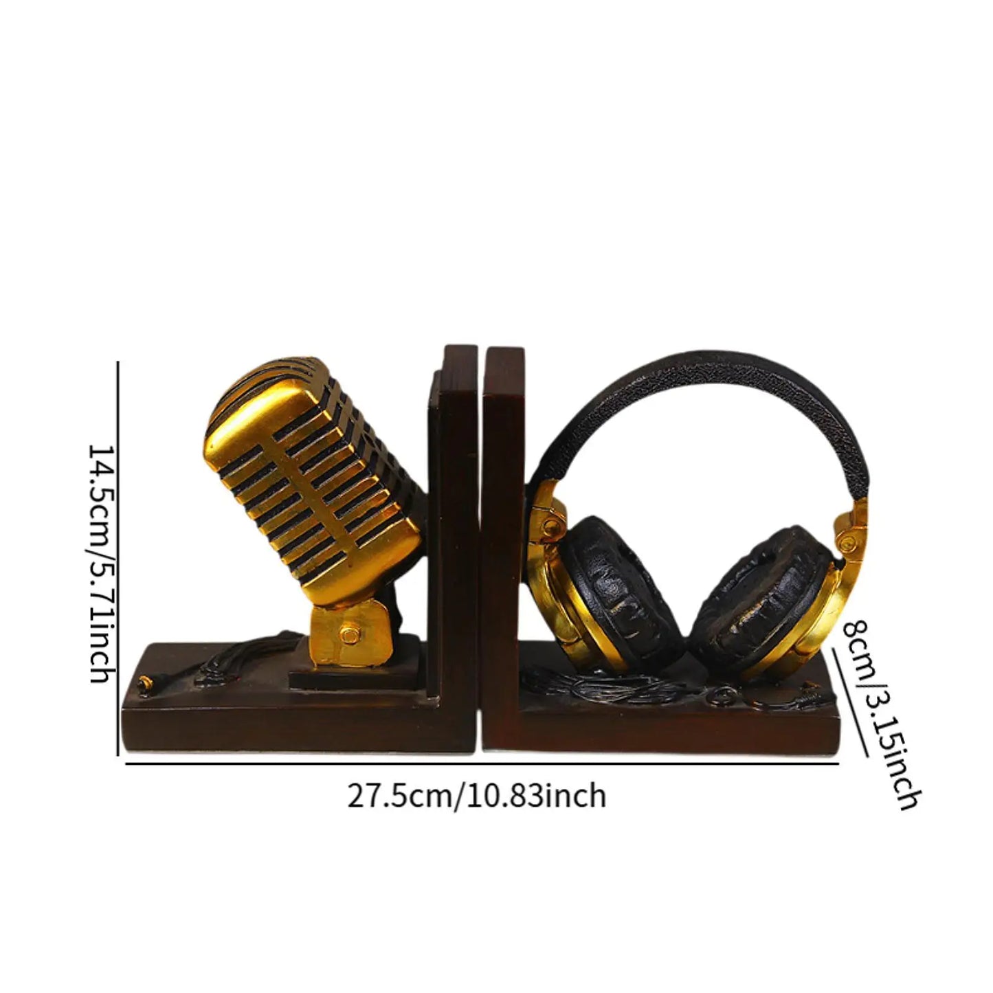 Microphone Headset Bookends - Unique Resin Desk Decor