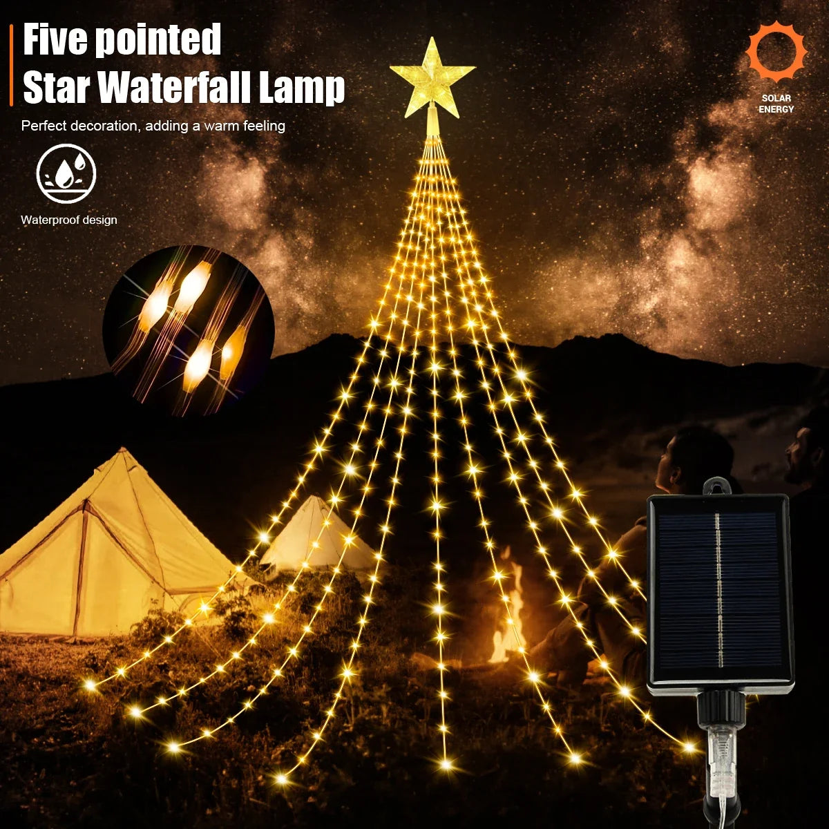 Solar Star Waterfall Lights