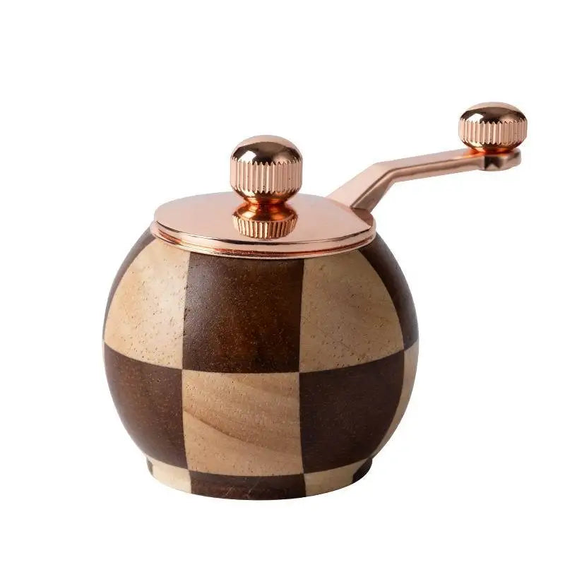 Solid Wood Checkerboard Pepper Grinder & Sea Salt Mill