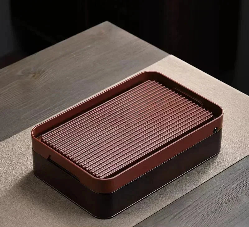 Multifunctional Bamboo Tea Tray with Drainage