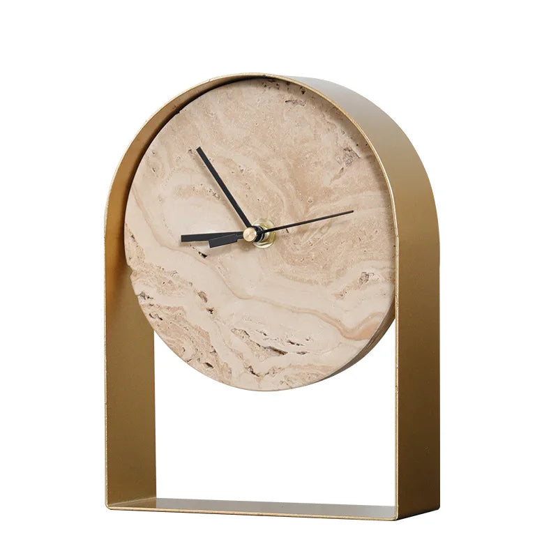 Luxurious Modern Marble & Metal Desk Clock