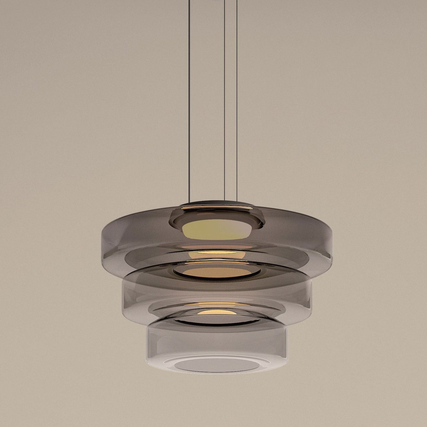 Bauhaus Glass Pendant Lamp - Layered Glass Hanging Light for Kitchen, Dining Room, Living Area, Cafe, Modern Artistic Design