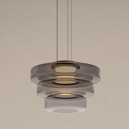 Bauhaus Glass Pendant Lamp - Layered Glass Hanging Light for Kitchen, Dining Room, Living Area, Cafe, Modern Artistic Design