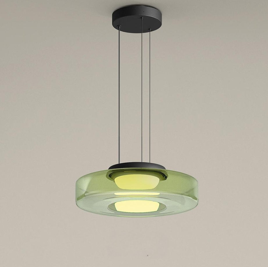Bauhaus Glass Pendant Lamp - Layered Glass Hanging Light for Kitchen, Dining Room, Living Area, Cafe, Modern Artistic Design