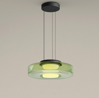 Bauhaus Glass Pendant Lamp - Layered Glass Hanging Light for Kitchen, Dining Room, Living Area, Cafe, Modern Artistic Design