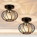 Modern Industrial Cage Ceiling Light | Elegant Semi Flush Mount Fixture