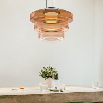 Bauhaus Glass Pendant Lamp - Layered Glass Hanging Light for Kitchen, Dining Room, Living Area, Cafe, Modern Artistic Design