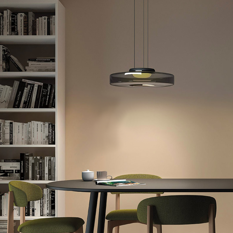 Bauhaus Glass Pendant Lamp - Layered Glass Hanging Light for Kitchen, Dining Room, Living Area, Cafe, Modern Artistic Design