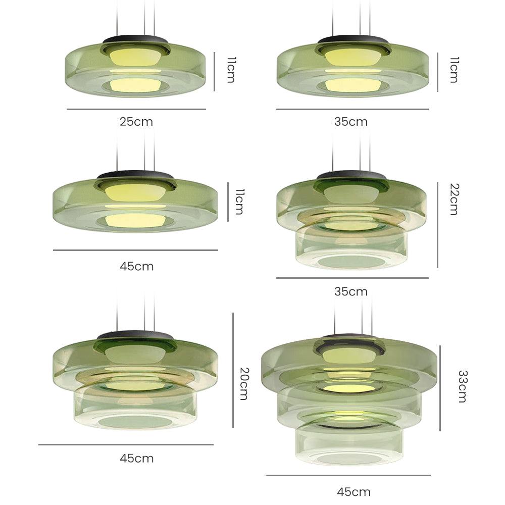 Bauhaus Glass Pendant Lamp - Layered Glass Hanging Light for Kitchen, Dining Room, Living Area, Cafe, Modern Artistic Design