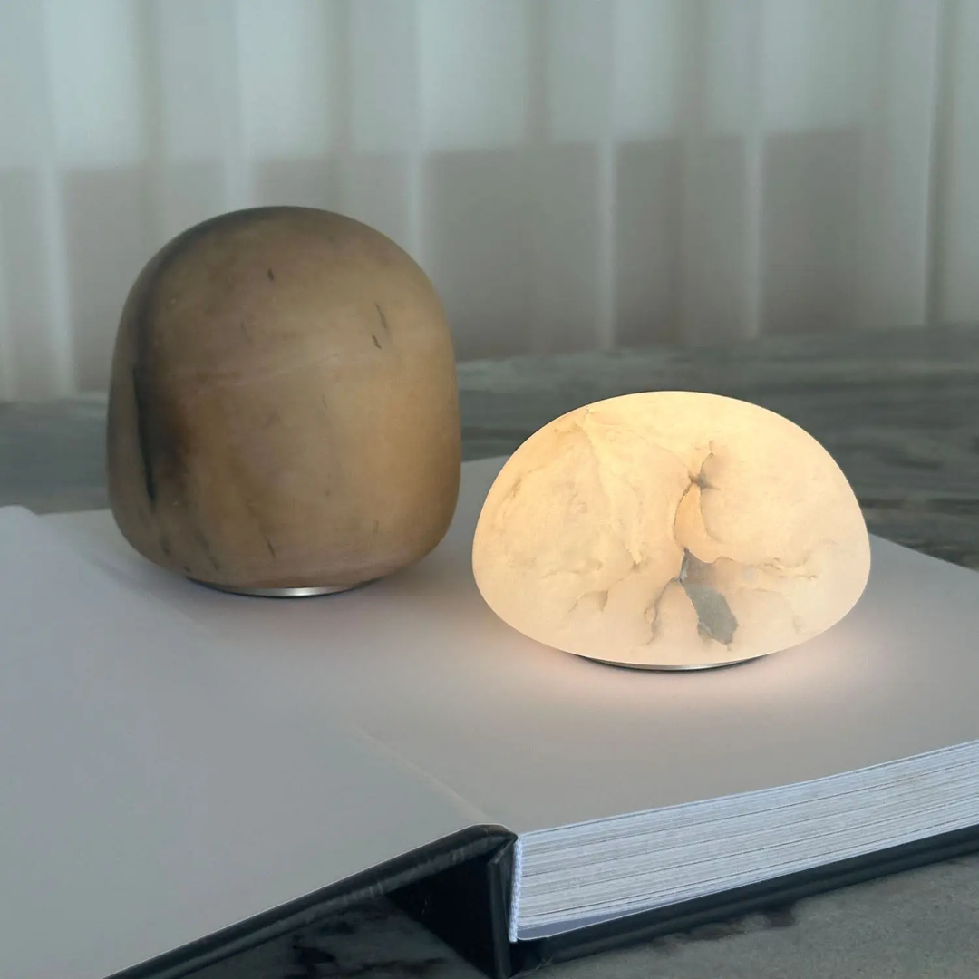 Natural Marble Wireless Charging Round Decorative Table Lamp