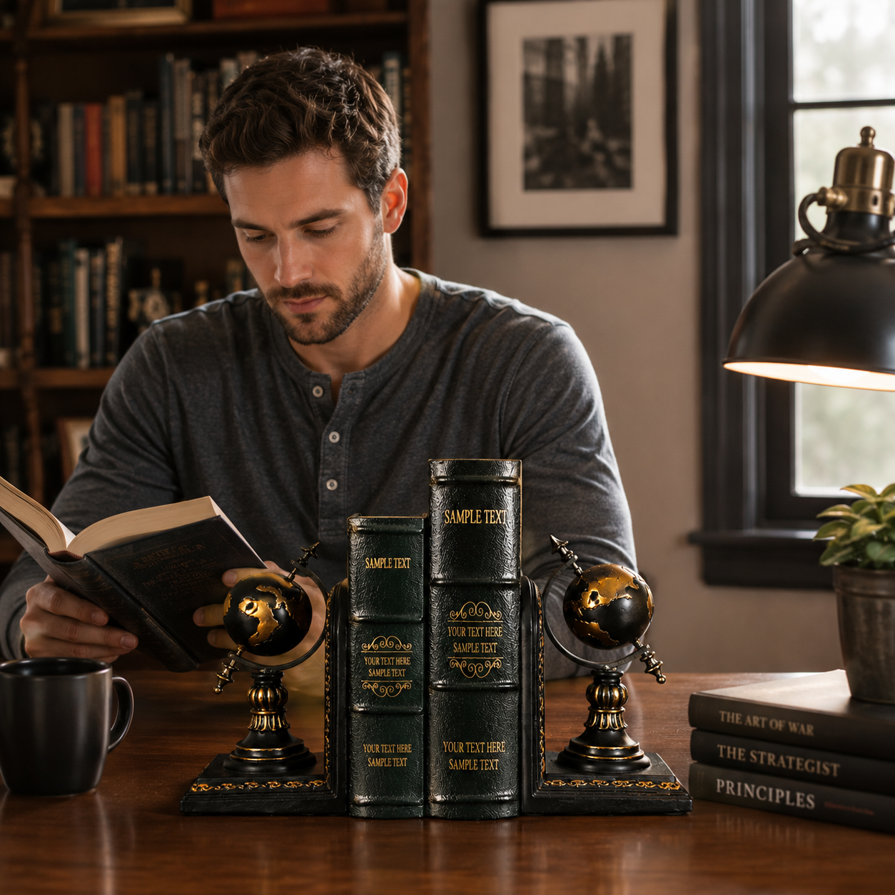 Resin Desktop Bookends - Elegant Office & Home Organizer