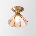 Single-Bulb Flush Mount Lighting Minimalism Scalloped Metal Semi Flush Mount in Brass
