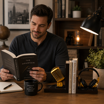 Microphone Headset Bookends - Unique Resin Desk Decor