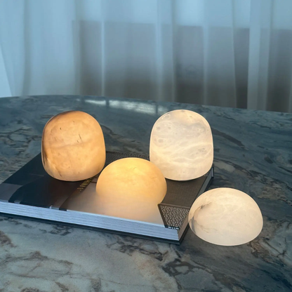 Natural Marble Wireless Charging Round Decorative Table Lamp