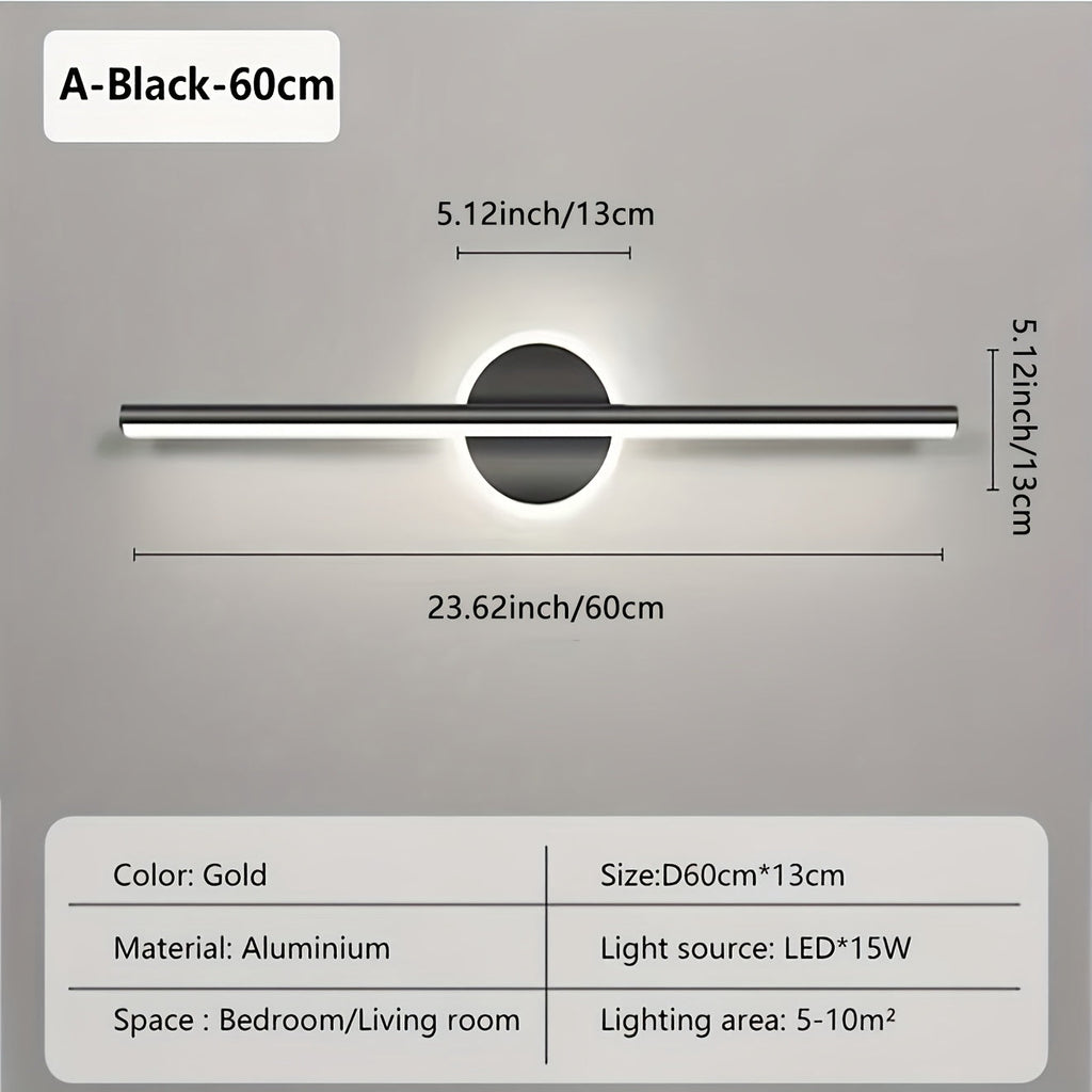 Luxe LED Mirror Wall Light | Minimalist Black & Gold Wall Lamp