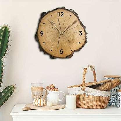 Wood Slice Wall Clock - Rustic Log Look Silent Clock for Farmhouse Kitchen, Living Room, Bedroom, Boho Scandinavian Decor