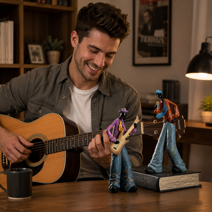 Retro Bookshelf Band Figurines - Cute Cartoon Home Decor Gifts
