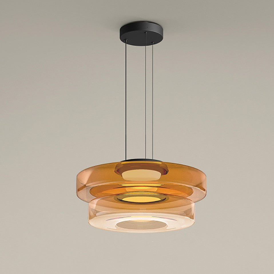 Bauhaus Glass Pendant Lamp - Layered Glass Hanging Light for Kitchen, Dining Room, Living Area, Cafe, Modern Artistic Design