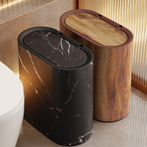 Marble pattern trash can with lid