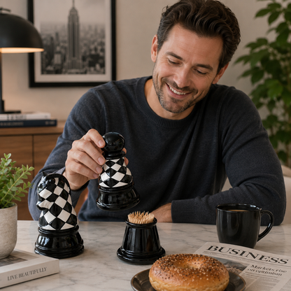 Ceramic Chess Piece Toothpick Holder - Luxury Desktop Decor