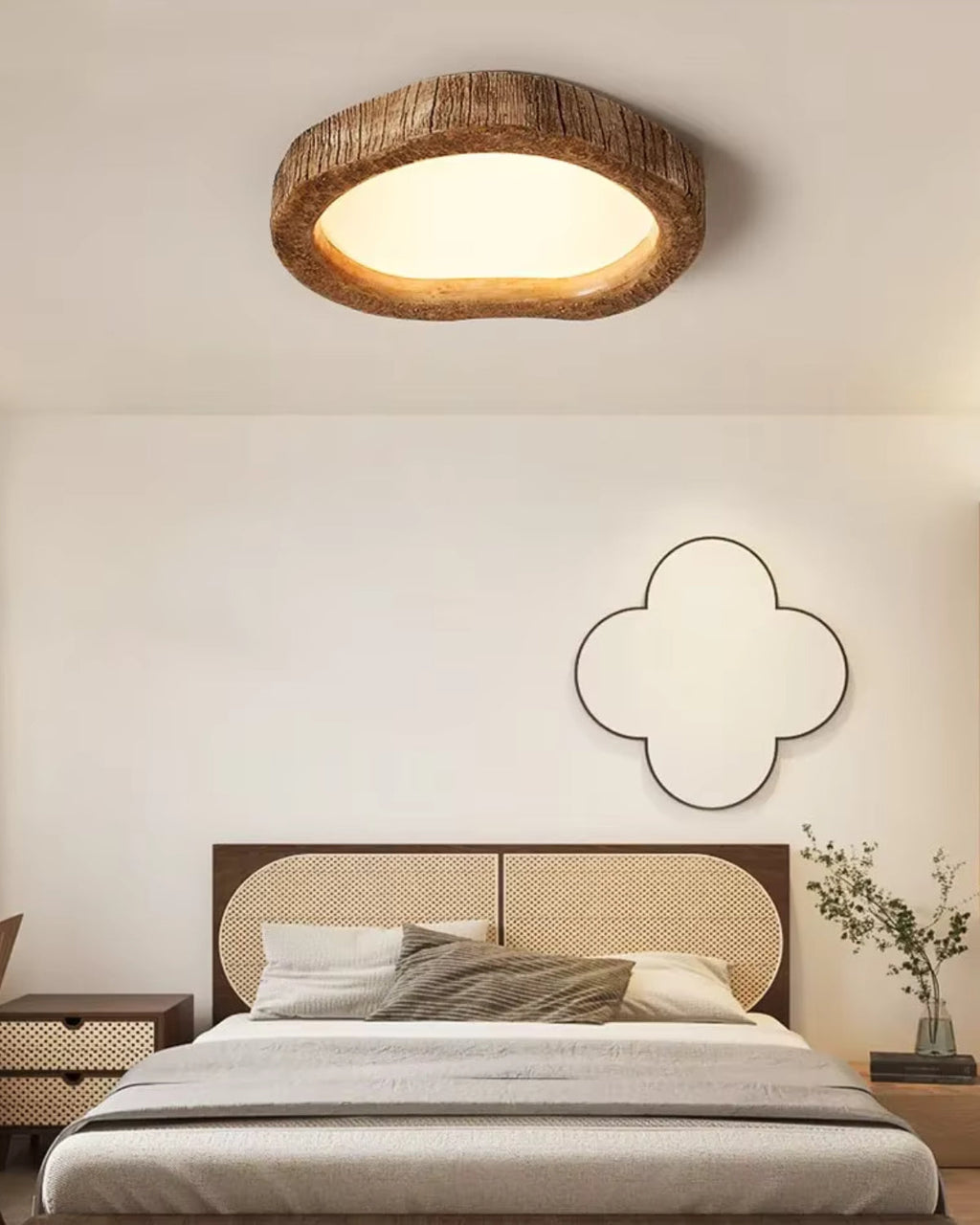 Le Halo Bois Ceiling Light | Rustic Wood-Inspired LED Lamp