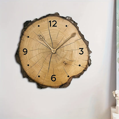 Wood Slice Wall Clock - Rustic Log Look Silent Clock for Farmhouse Kitchen, Living Room, Bedroom, Boho Scandinavian Decor