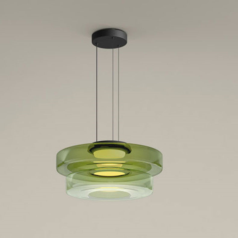 Bauhaus Glass Pendant Lamp - Layered Glass Hanging Light for Kitchen, Dining Room, Living Area, Cafe, Modern Artistic Design