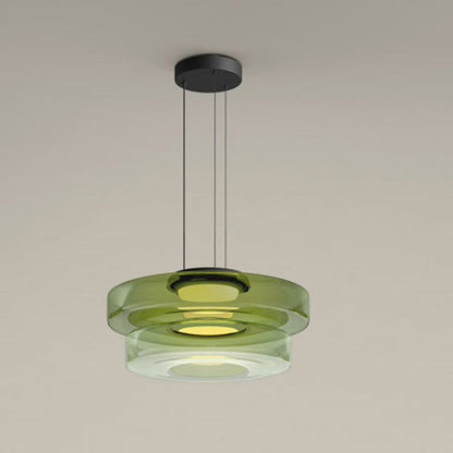 Bauhaus Glass Pendant Lamp - Layered Glass Hanging Light for Kitchen, Dining Room, Living Area, Cafe, Modern Artistic Design