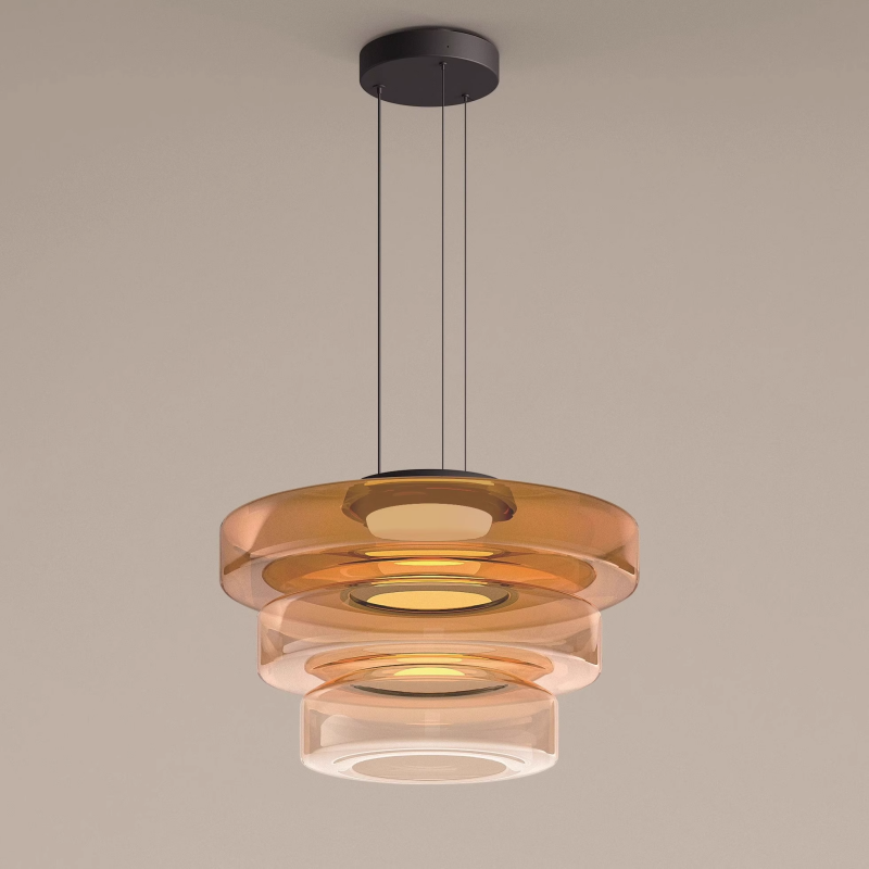 Bauhaus Glass Pendant Lamp - Layered Glass Hanging Light for Kitchen, Dining Room, Living Area, Cafe, Modern Artistic Design