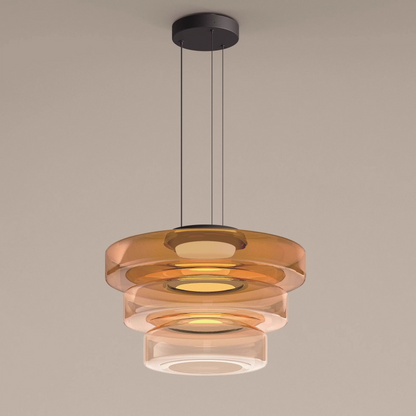 Bauhaus Glass Pendant Lamp - Layered Glass Hanging Light for Kitchen, Dining Room, Living Area, Cafe, Modern Artistic Design