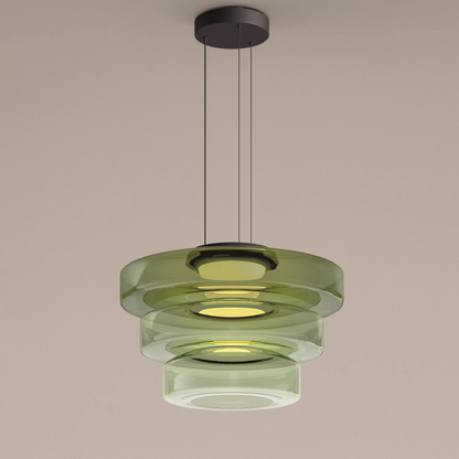 Bauhaus Glass Pendant Lamp - Layered Glass Hanging Light for Kitchen, Dining Room, Living Area, Cafe, Modern Artistic Design
