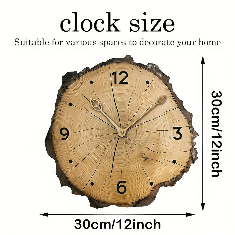 Wood Slice Wall Clock - Rustic Log Look Silent Clock for Farmhouse Kitchen, Living Room, Bedroom, Boho Scandinavian Decor