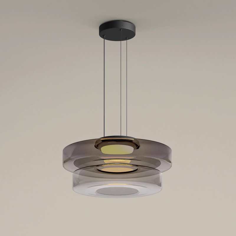 Bauhaus Glass Pendant Lamp - Layered Glass Hanging Light for Kitchen, Dining Room, Living Area, Cafe, Modern Artistic Design