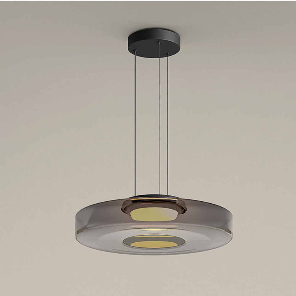 Bauhaus Glass Pendant Lamp - Layered Glass Hanging Light for Kitchen, Dining Room, Living Area, Cafe, Modern Artistic Design