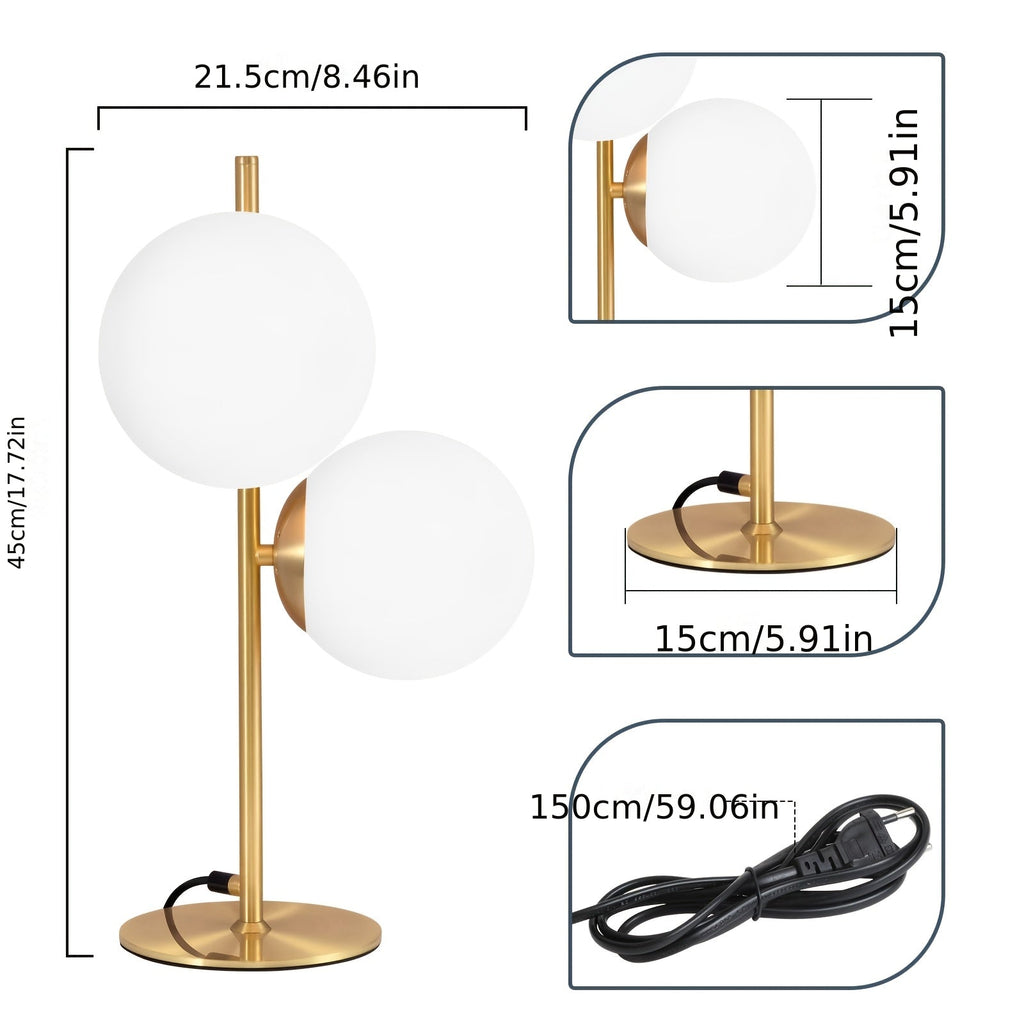 Modern Golden Table Lamp | White Glass Globe Design