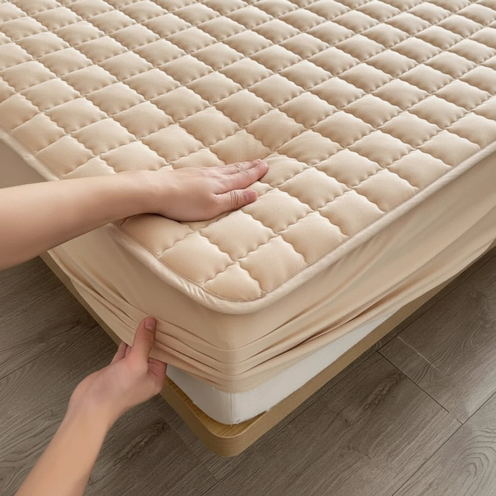 Waterproof Mattress Protector - Breathable Soft Fabric Fitted Bed Cover for Spills, Kids, Guest Room, Deep Pocket Fit
