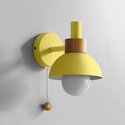 Nordic Wood Accent Wall Lamp | Minimalist Pull-Switch Light