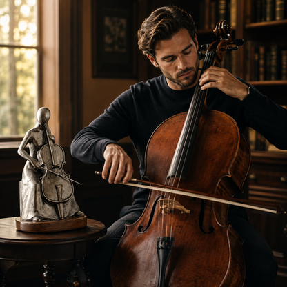Abstract Musician Figurines - Resin Cello & Guitar Sculptures
