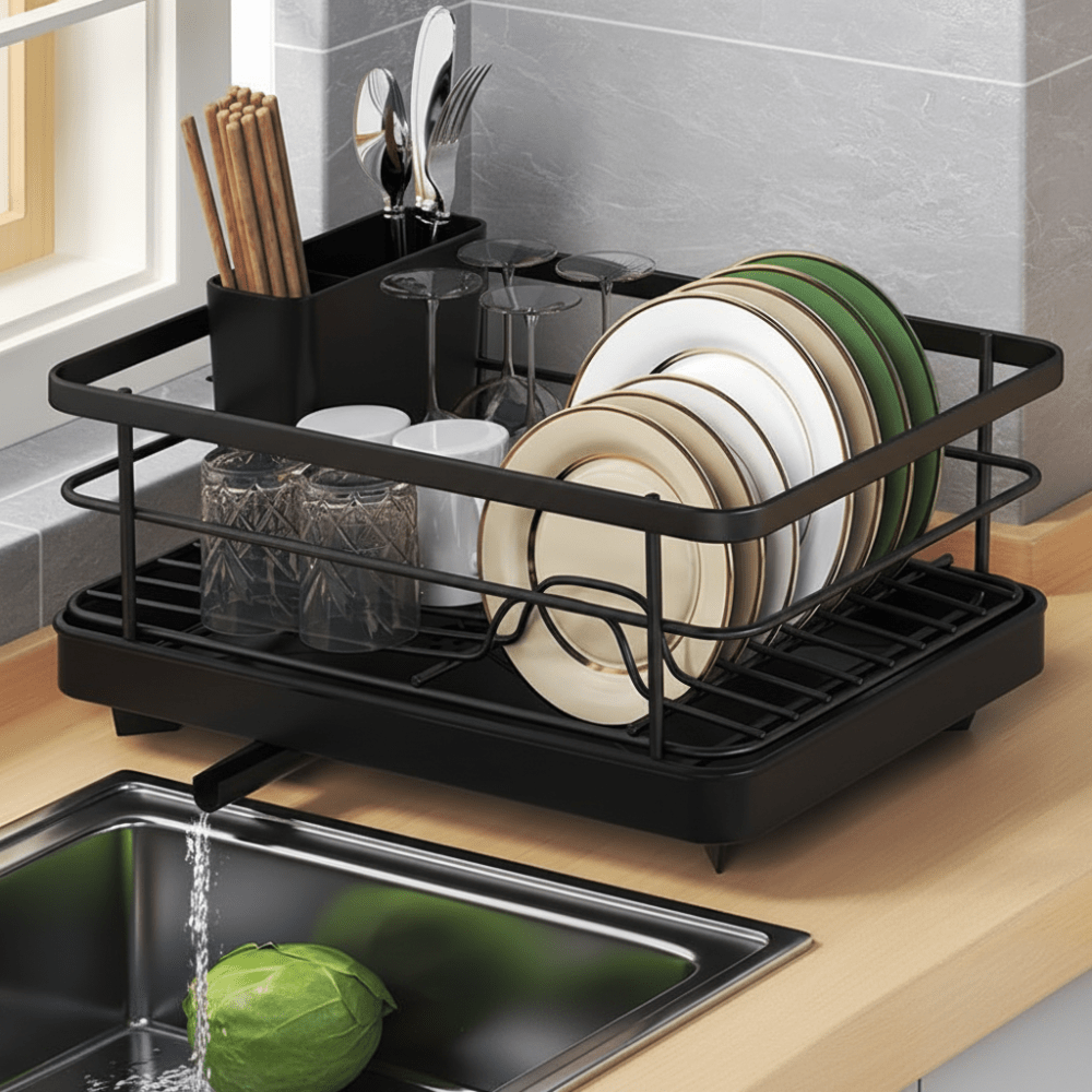 Dish Drying Rack Stainless Steel Compact Countertop Drainboard