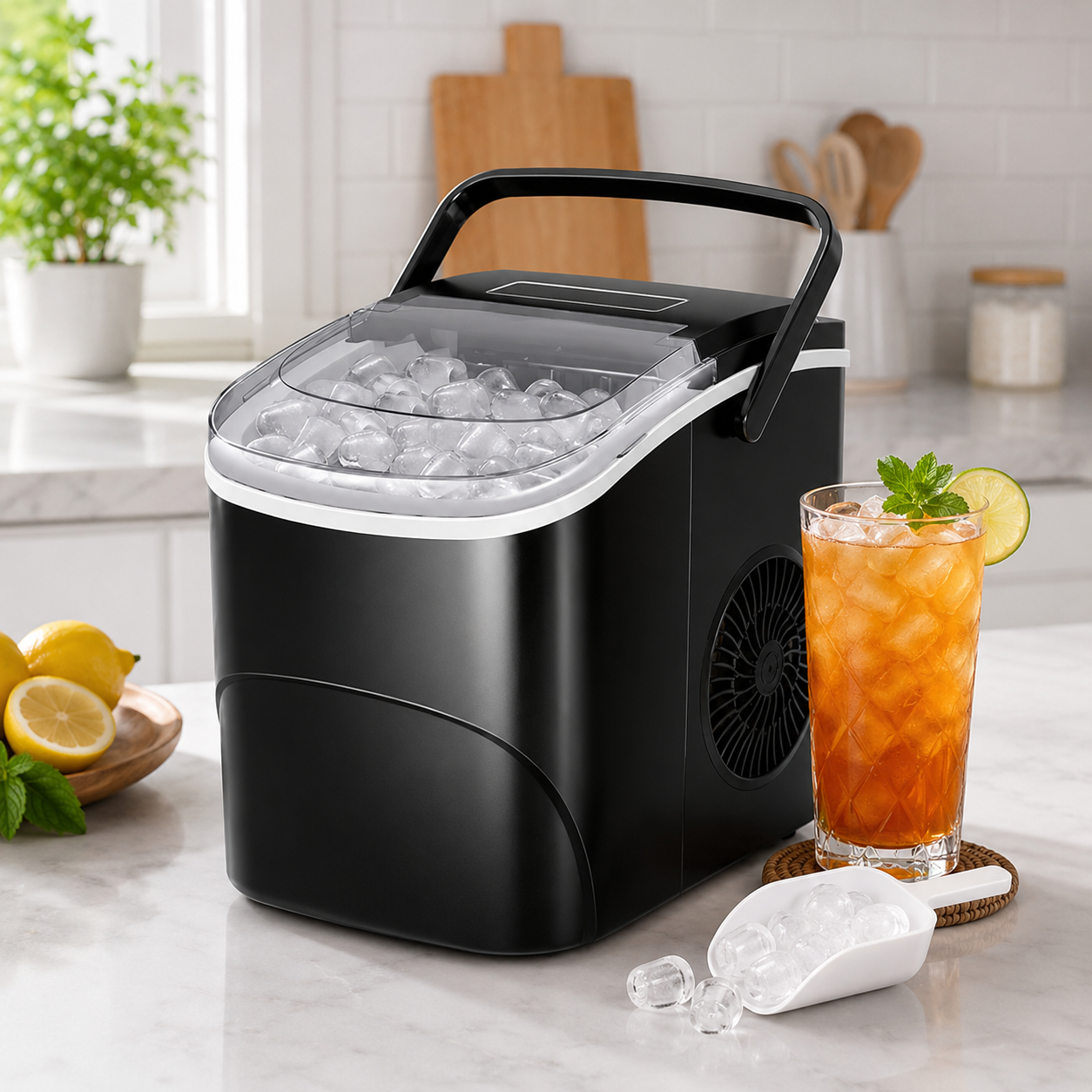 Countertop Ice Maker Portable Bullet Compact Black Shell