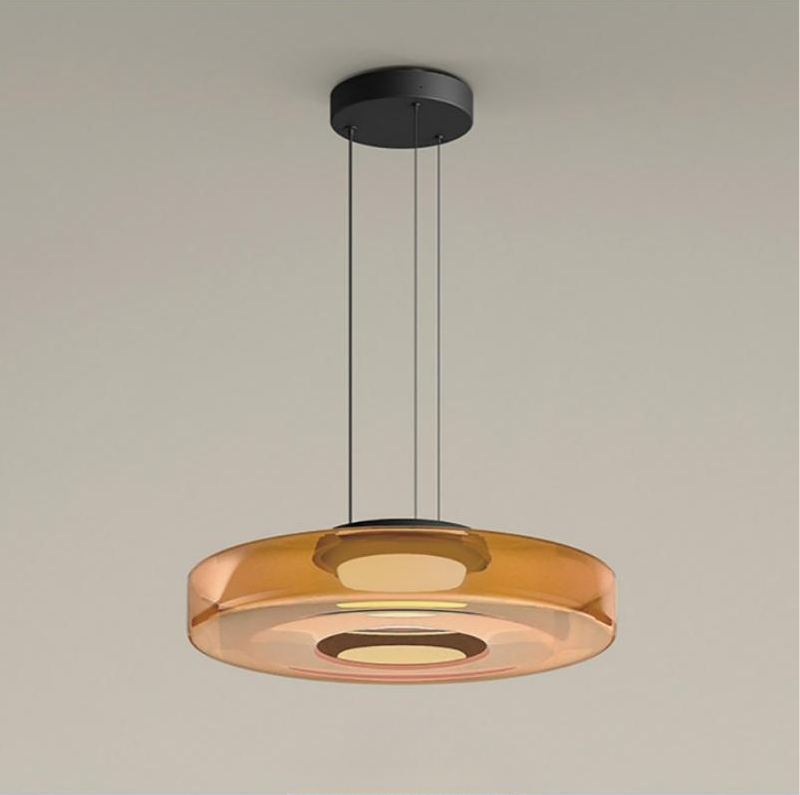Bauhaus Glass Pendant Lamp - Layered Glass Hanging Light for Kitchen, Dining Room, Living Area, Cafe, Modern Artistic Design