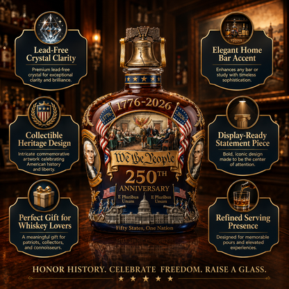 Whiskey Decanter Lead Free Crystal - Decorative Glass Spirit Decanter for Home Bar, Whisky, Bourbon, Gift, Commemorative