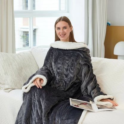 Wearable Electric Heated Blanket - Sherpa Fleece Throw for Adults, 6 Heat Levels 86-122F for Sofa, Reading, Movie Nights