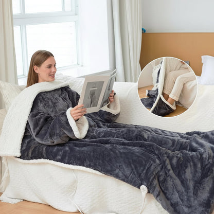 Wearable Electric Heated Blanket - Sherpa Fleece Throw for Adults, 6 Heat Levels 86-122F for Sofa, Reading, Movie Nights