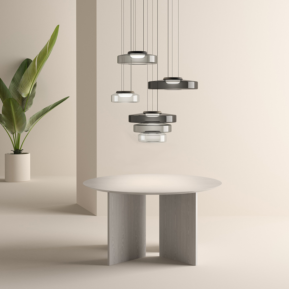 Bauhaus Glass Pendant Lamp - Layered Glass Hanging Light for Kitchen, Dining Room, Living Area, Cafe, Modern Artistic Design