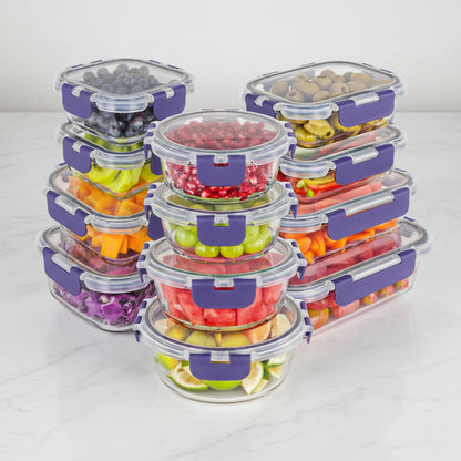 Glass Food Storage Containers Airtight - Borosilicate Meal Prep Set with Snap Lids, Leak Proof, Microwave and Oven Safe
