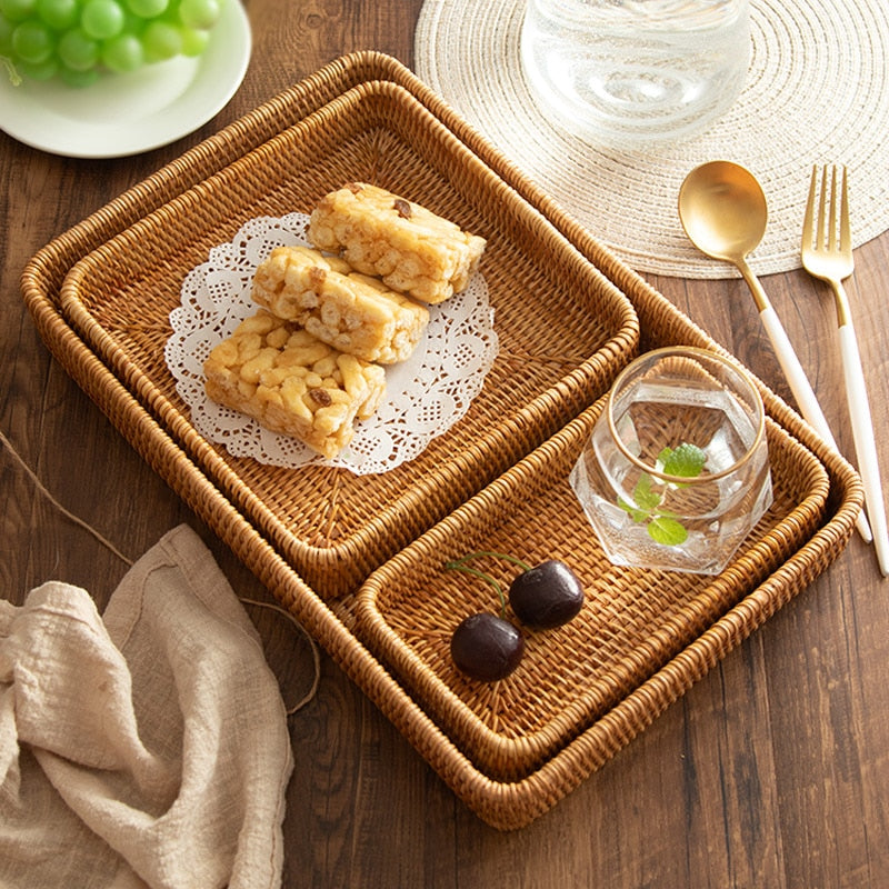 Handwoven Rattan Serving Tray