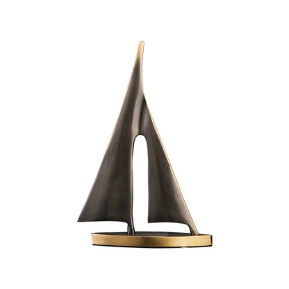 Abstract Geometric Metal Sailboat Sculpture