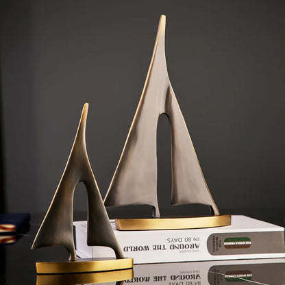 Abstract Geometric Metal Sailboat Sculpture